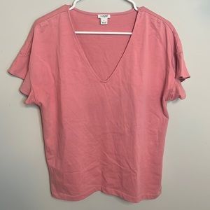 J. Crew Flutter Sleeve shirt, Size L, coral pink